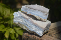 Natural Crystalline Blue Lace Agate Plates x 3 From Namibia