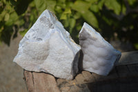 Natural Crystalline Blue Lace Agate Plates x 3 From Namibia