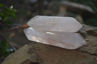 Polished Double Terminated Rose Quartz Points x 12 From Madagascar