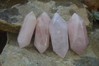 Polished Double Terminated Rose Quartz Points x 12 From Madagascar