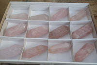 Polished Double Terminated Rose Quartz Points x 12 From Madagascar