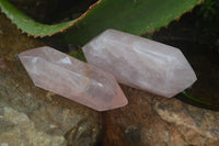 Polished Double Terminated Rose Quartz Points x 12 From Madagascar