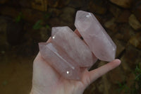 Polished Double Terminated Rose Quartz Points x 12 From Madagascar