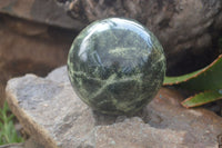 Polished Leopard Stone Sphere With Rosewood Stand x 2 From Zimbabwe