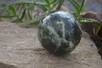 Polished Leopard Stone Sphere With Rosewood Stand x 2 From Zimbabwe