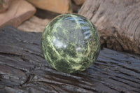 Polished Leopard Stone Sphere With Rosewood Stand x 2 From Zimbabwe