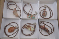 Hand Made Mixed Copper Wire Wrapped Pendants x 6 From Southern Africa