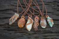 Hand Made Mixed Copper Wire Wrapped Pendants x 6 From Southern Africa