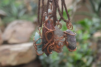 Hand Made Mixed Copper Wire Wrapped Pendants x 6 From Southern Africa