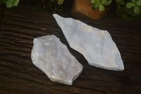 Natural Crystalline Blue Lace Agate Plates x 2 From Namibia