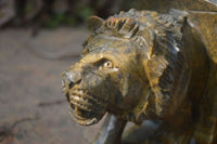 Hand Made Serpentine Lion Bookends x 2 From Zimbabwe