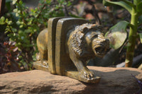 Hand Made Serpentine Lion Bookends x 2 From Zimbabwe