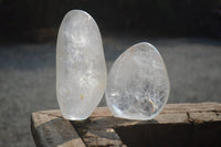 Polished Clear Quartz Standing Free Forms x 2 From Madagascar