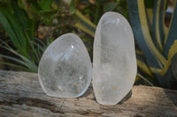 Polished Clear Quartz Standing Free Forms x 2 From Madagascar