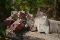 Natural Red Hematoid Quartz Clusters x 3 From Karoi, Zimbabwe