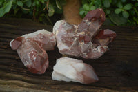 Natural Red Hematoid Quartz Clusters x 3 From Karoi, Zimbabwe