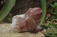 Natural Red Hematoid Quartz Clusters x 3 From Karoi, Zimbabwe