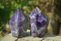 Polished Chevron Amethyst Points x 6 From Zambia