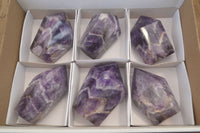 Polished Chevron Amethyst Points x 6 From Zambia