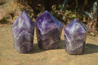 Polished Chevron Amethyst Points x 6 From Zambia