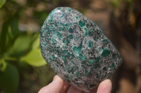 Polished Emerald Chamesite In Matrix Standing Free Forms x 3 From Mutoko, Zimbabwe