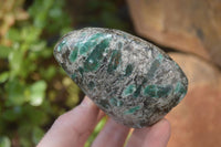 Polished Emerald Chamesite In Matrix Standing Free Forms x 3 From Mutoko, Zimbabwe