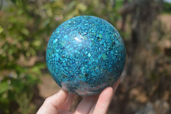 Polished Chrysocolla Conglomerate Spheres x 2 From Congo