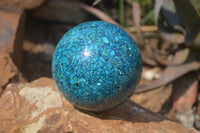 Polished Chrysocolla Conglomerate Spheres x 2 From Congo