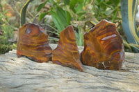 Polished On One Side Nguni Jasper Specimens x 3 From Prieska, South Africa