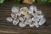 Polished Clear Quartz Palm Stones x 40 From Madagascar