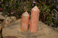 Polished Orange Twist Calcite Towers x 2 From Madagascar