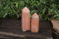 Polished Orange Twist Calcite Towers x 2 From Madagascar