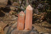 Polished Orange Twist Calcite Towers x 2 From Madagascar