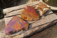 Polished On One Side Nguni Jasper Specimens x 3 From Prieska, South Africa