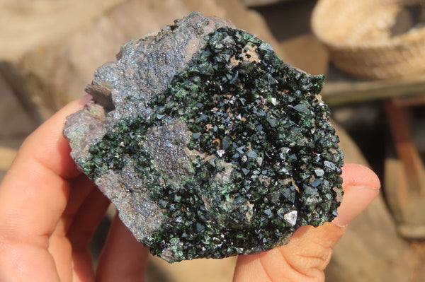 Natural Libethenite Crystals On Dolomite Matrix Specimens x 2 From Shituru, Congo