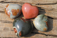 Polished Polychrome Jasper Hearts x 6 From Madagascar