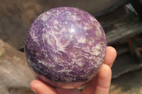 Polished Lepidolite with Pink Rubellite Spheres x 2 From Ambatondrazaka, Madagascar