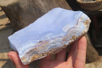 Natural Crystalline Blue Lace Agate Plates x 2 From Namibia