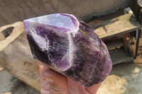 Polished Chevron Amethyst Points x 2 from Zambia