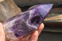 Polished Chevron Amethyst Points x 2 from Zambia