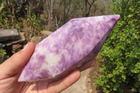 Polished Double Terminated Lepidolite Points x 6 From Zimbabwe