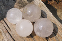 Polished Clear Quartz Crystal Balls x 4 From Madagascar