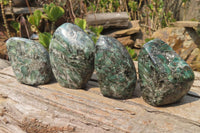 Polished Emerald Chamesite In Matrix Standing Free Forms x 4 From Mutoko, Zimbabwe