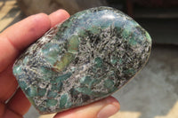 Polished Emerald Chamesite In Matrix Standing Free Forms x 4 From Mutoko, Zimbabwe