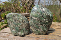 Polished Emerald Chamesite In Matrix Standing Free Forms x 4 From Mutoko, Zimbabwe