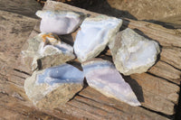 Natural Blue Lace Agate Geode Specimens x 6 From Nsanje, Malawi