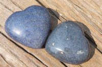 Polished Lazulite Gemstone Hearts x 4 From Madagascar