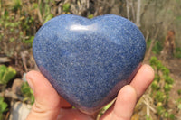 Polished Lazulite Gemstone Hearts x 4 From Madagascar