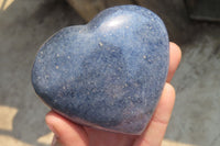 Polished Lazulite Gemstone Hearts x 4 From Madagascar