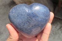 Polished Lazulite Gemstone Hearts x 4 From Madagascar